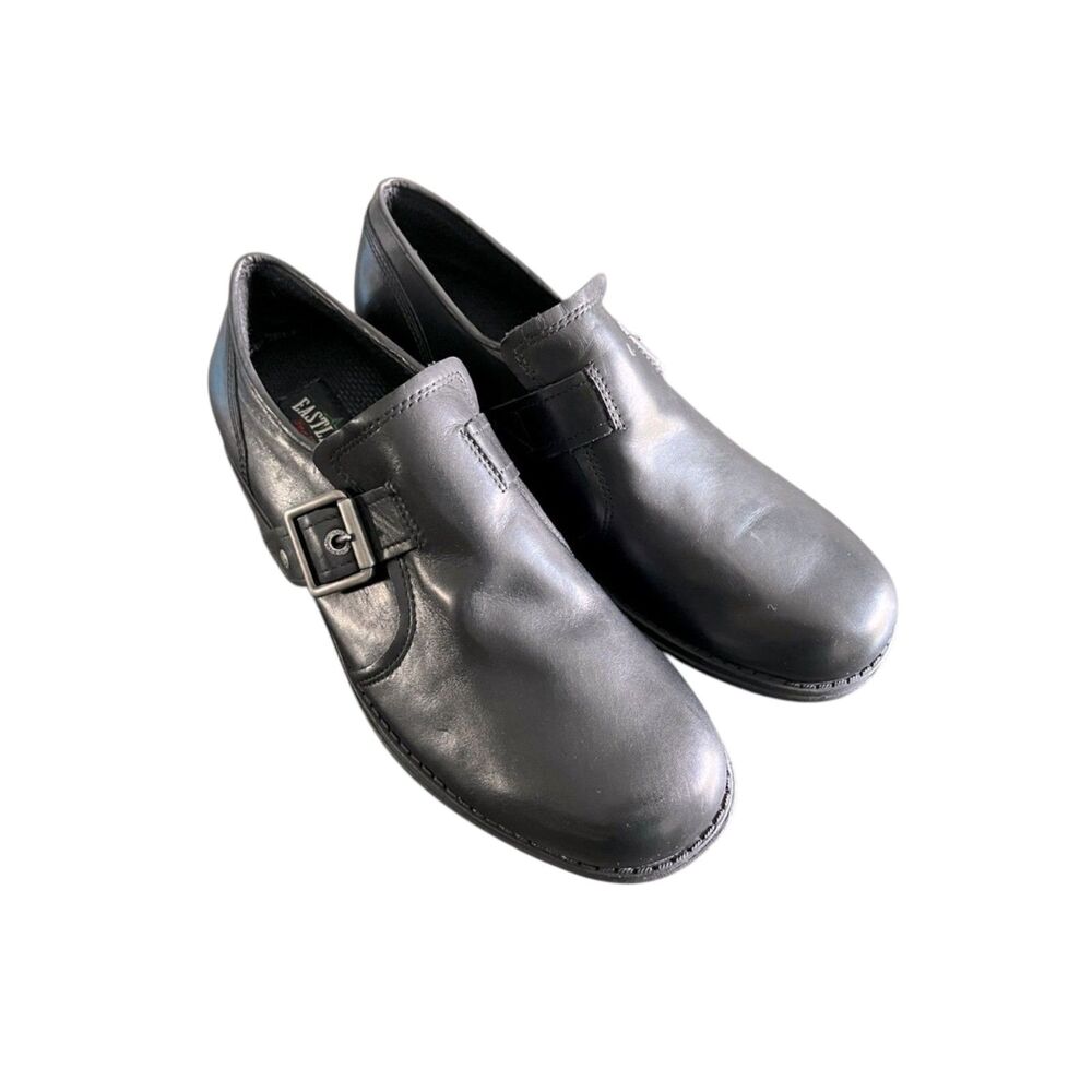 Eastland Open Road Black Leather Loafers 9W Buckle Dark Academia Lug Sole